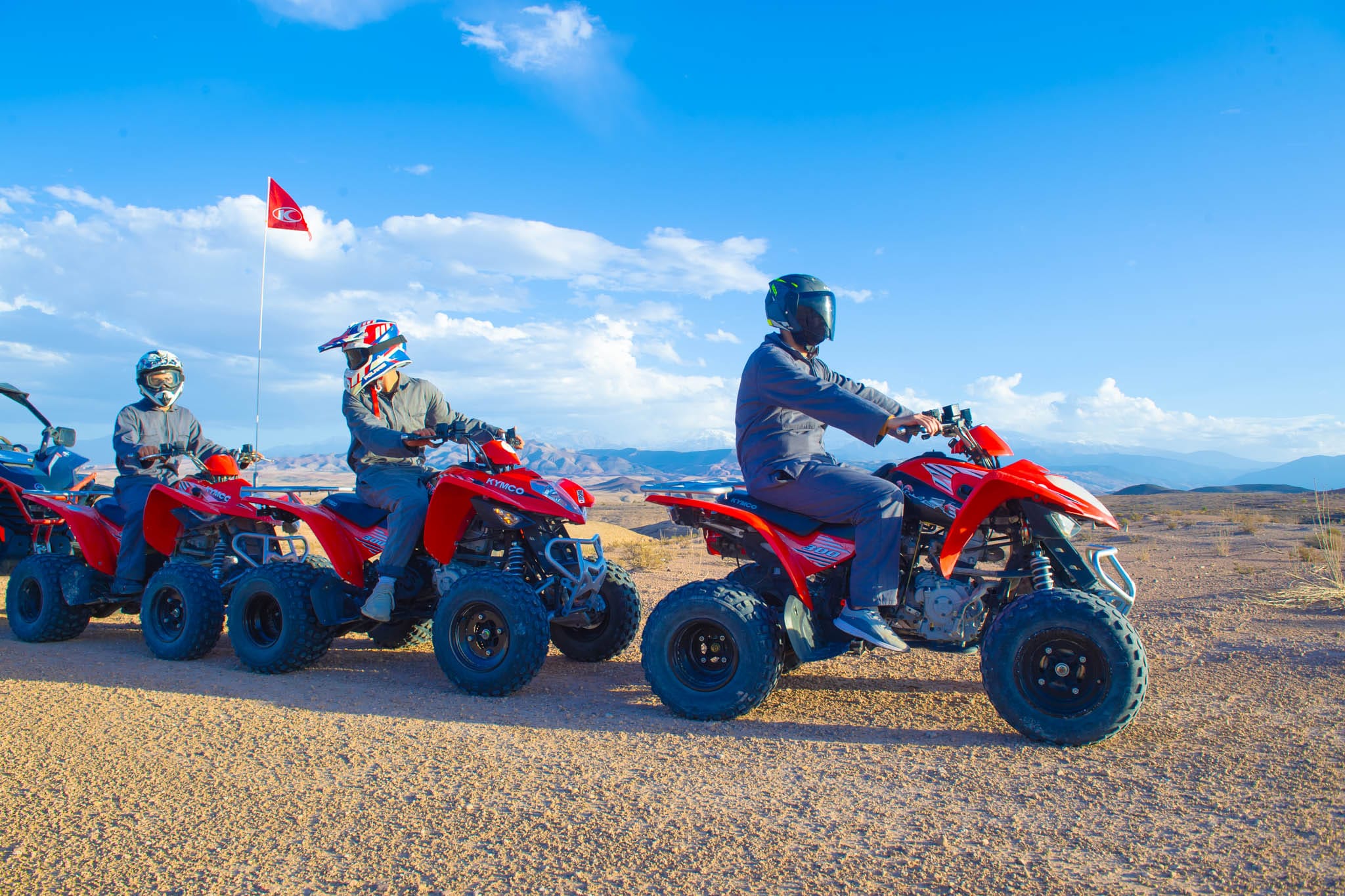 Marrakech Quad Biking in Winter: 10 Things to Know 2 Quad Marrakech for beginners riding safely on Agafay Desert trail with guide